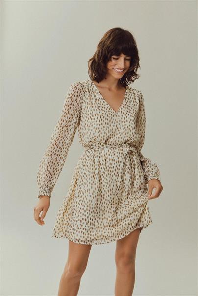 VIFALIA SMOCK V-NECK L/S DRESS - NOOS birch