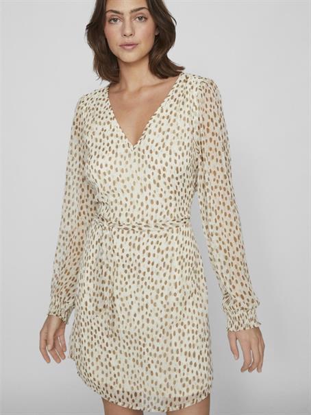 VIFALIA SMOCK V-NECK L/S DRESS - NOOS birch