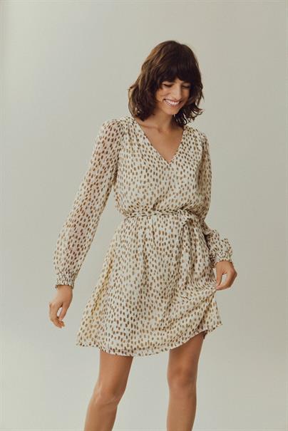 VIFALIA SMOCK V-NECK L/S DRESS - NOOS birch