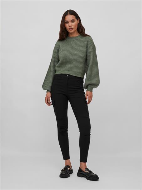 VIFELO L/S CROPPED KNIT TOP/SU - NOOS laurel wreath