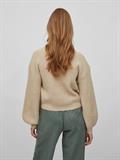 VIFELO L/S CROPPED KNIT TOP/SU - NOOS natural melange