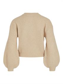 VIFELO L/S CROPPED KNIT TOP/SU - NOOS natural melange