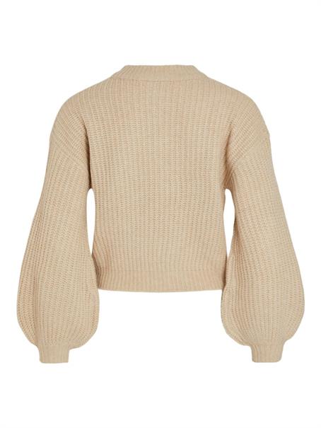 VIFELO L/S CROPPED KNIT TOP/SU - NOOS natural melange