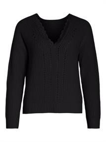 VIFEMME L/S V-NECK LACE KNIT CARDIGAN black