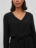 VIFINI V-NECK L/S SHORT DRESS/SU - NOOS black