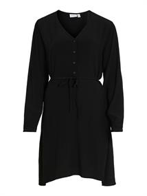 VIFINI V-NECK L/S SHORT DRESS/SU - NOOS black