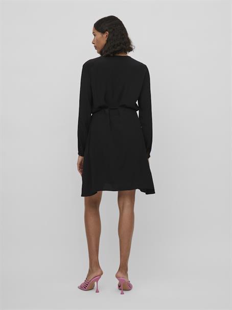 VIFINI V-NECK L/S SHORT DRESS/SU - NOOS black