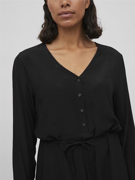 VIFINI V-NECK L/S SHORT DRESS/SU - NOOS black