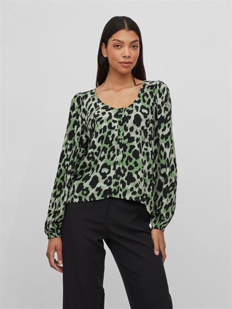 VIFINI V-NECK L/S TOP - NOOS mineral green