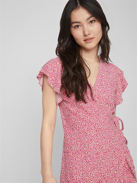 VIFINI WRAP S/S SHORT DRESS - NOOS pink yarrow