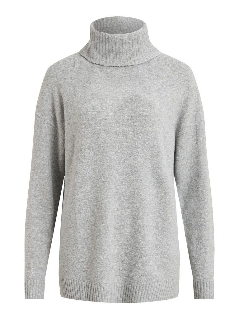 Vila Damen Pullover 14061528 Light Grey Melange - jeans größe