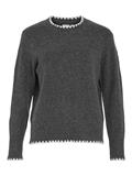 VIHEFNA STITCH DETAIL KNIT TOP/R/2 dark grey melange