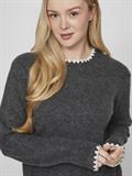 VIHEFNA STITCH DETAIL KNIT TOP/R/2 dark grey melange