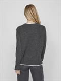 VIHEFNA STITCH DETAIL KNIT TOP/R/2 dark grey melange