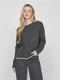 VIHEFNA STITCH DETAIL KNIT TOP/R/2 dark grey melange