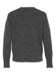 VIHEFNA STITCH DETAIL KNIT TOP/R/2 dark grey melange