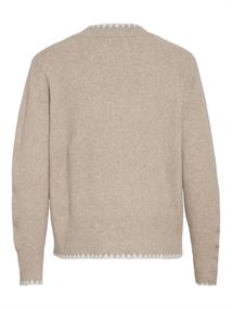 VIHEFNA STITCH DETAIL KNIT TOP/R/2 natural melange