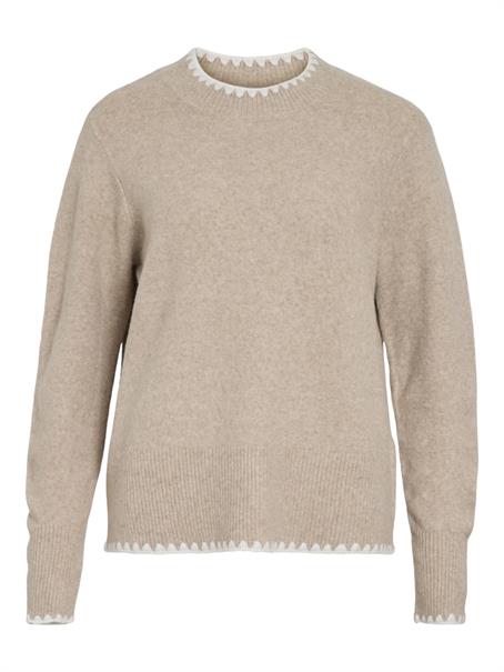 VIHEFNA STITCH DETAIL KNIT TOP/R/2 natural melange
