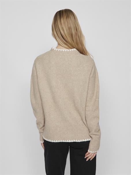 VIHEFNA STITCH DETAIL KNIT TOP/R/2 natural melange