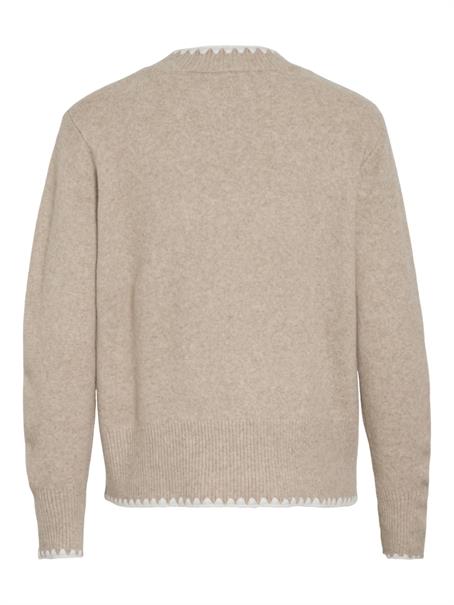 VIHEFNA STITCH DETAIL KNIT TOP/R/2 natural melange