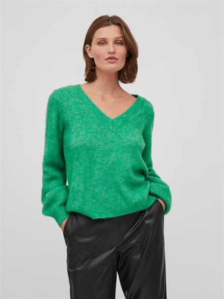 VIJAMINA REV V-NECK L/S KNIT TOP - NOOS kelly green