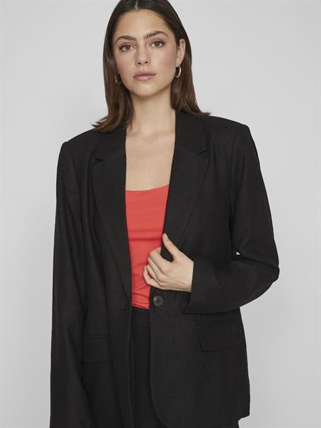 VIJOLANDA L/S LINEN BLEND BLAZER - NOOS black beauty