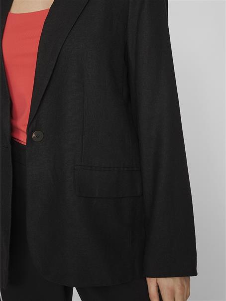 VIJOLANDA L/S LINEN BLEND BLAZER - NOOS black beauty