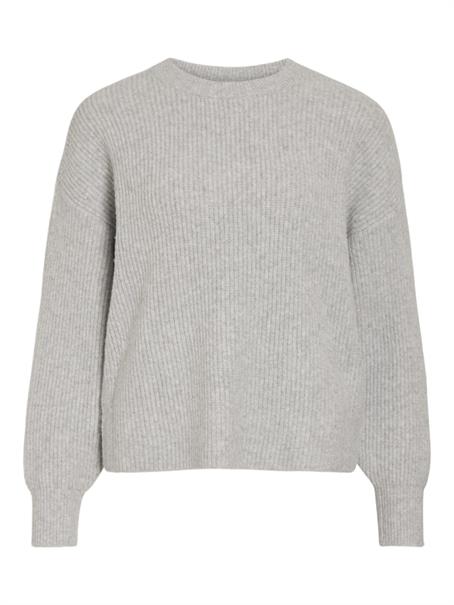 VIKACHEL O-NECK L/S KNIT TOP/R/1 light grey melange