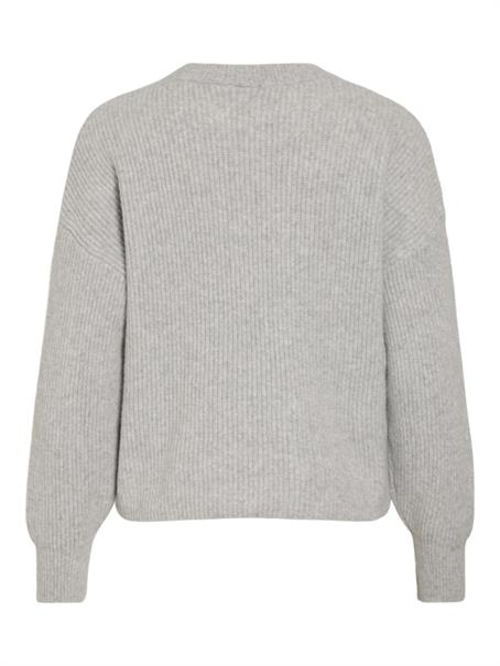 VIKACHEL O-NECK L/S KNIT TOP/R/1 light grey melange