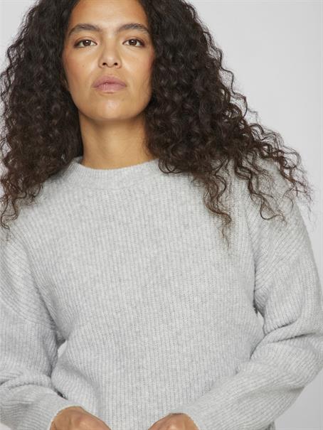 VIKACHEL O-NECK L/S KNIT TOP/R/1 light grey melange
