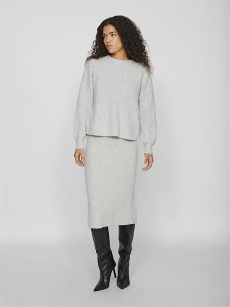 VIKACHEL O-NECK L/S KNIT TOP/R/1 light grey melange