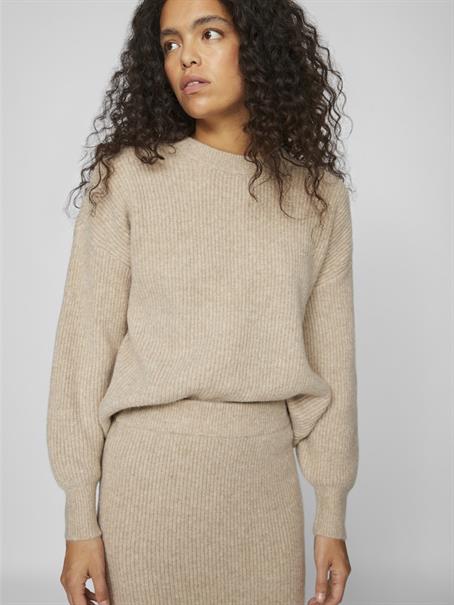 VIKACHEL O-NECK L/S KNIT TOP/R/1 natural melange
