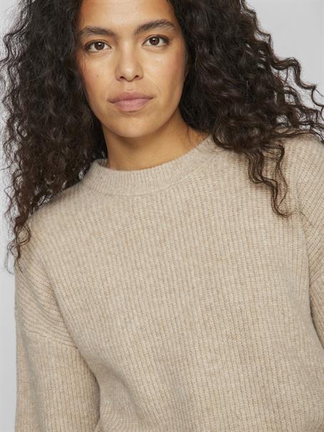 VIKACHEL O-NECK L/S KNIT TOP/R/1 natural melange