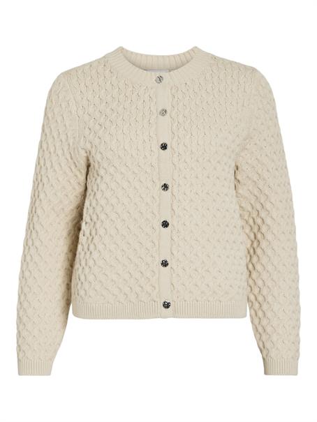 VIKALI L/S O-NECK KNIT BUTTON CARDIGAN birch