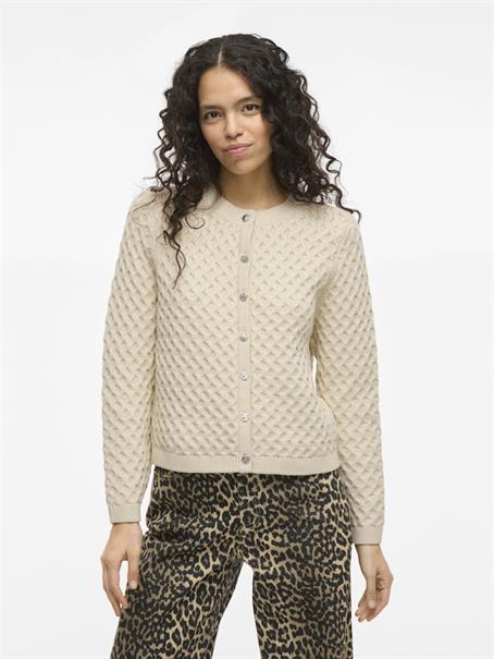VIKALI L/S O-NECK KNIT BUTTON CARDIGAN birch