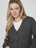 VIKIMMIS V-NECK L/S KNIT CARDIGAN/R dark grey melange
