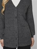 VIKIMMIS V-NECK L/S KNIT CARDIGAN/R dark grey melange
