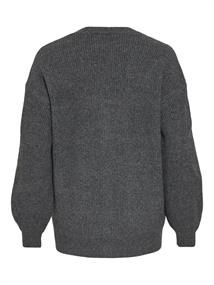 VIKIMMIS V-NECK L/S KNIT CARDIGAN/R dark grey melange