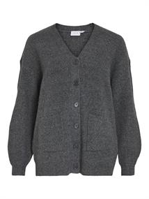 VIKIMMIS V-NECK L/S KNIT CARDIGAN/R dark grey melange