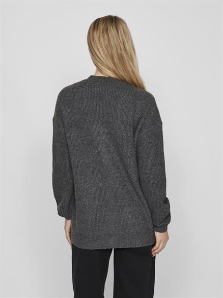 VIKIMMIS V-NECK L/S KNIT CARDIGAN/R dark grey melange