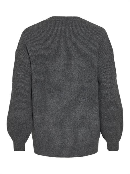 VIKIMMIS V-NECK L/S KNIT CARDIGAN/R dark grey melange
