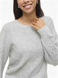VILASSIA O-NECK L/S CABEL KNIT TOP -NOOS light grey melange