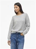 VILASSIA O-NECK L/S CABEL KNIT TOP -NOOS light grey melange