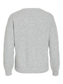 VILASSIA O-NECK L/S CABEL KNIT TOP -NOOS light grey melange
