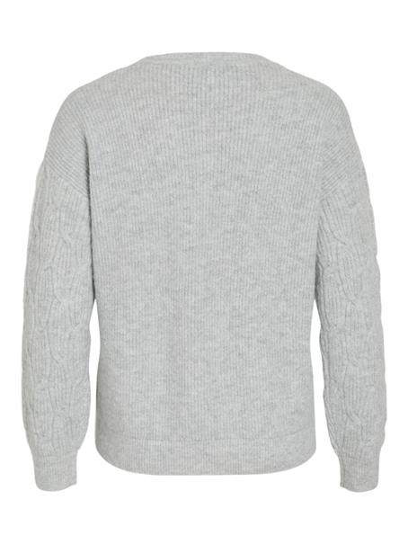 VILASSIA O-NECK L/S CABEL KNIT TOP -NOOS light grey melange