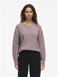 VILASSIA O-NECK L/S CABEL KNIT TOP -NOOS toadstool