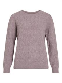 VILASSIA O-NECK L/S CABEL KNIT TOP -NOOS toadstool