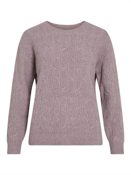 VILASSIA O-NECK L/S CABEL KNIT TOP -NOOS toadstool