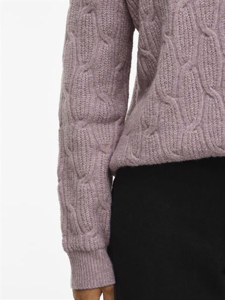 VILASSIA O-NECK L/S CABEL KNIT TOP -NOOS toadstool