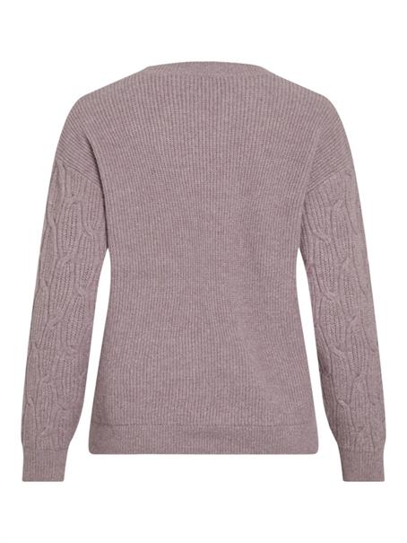 VILASSIA O-NECK L/S CABEL KNIT TOP -NOOS toadstool